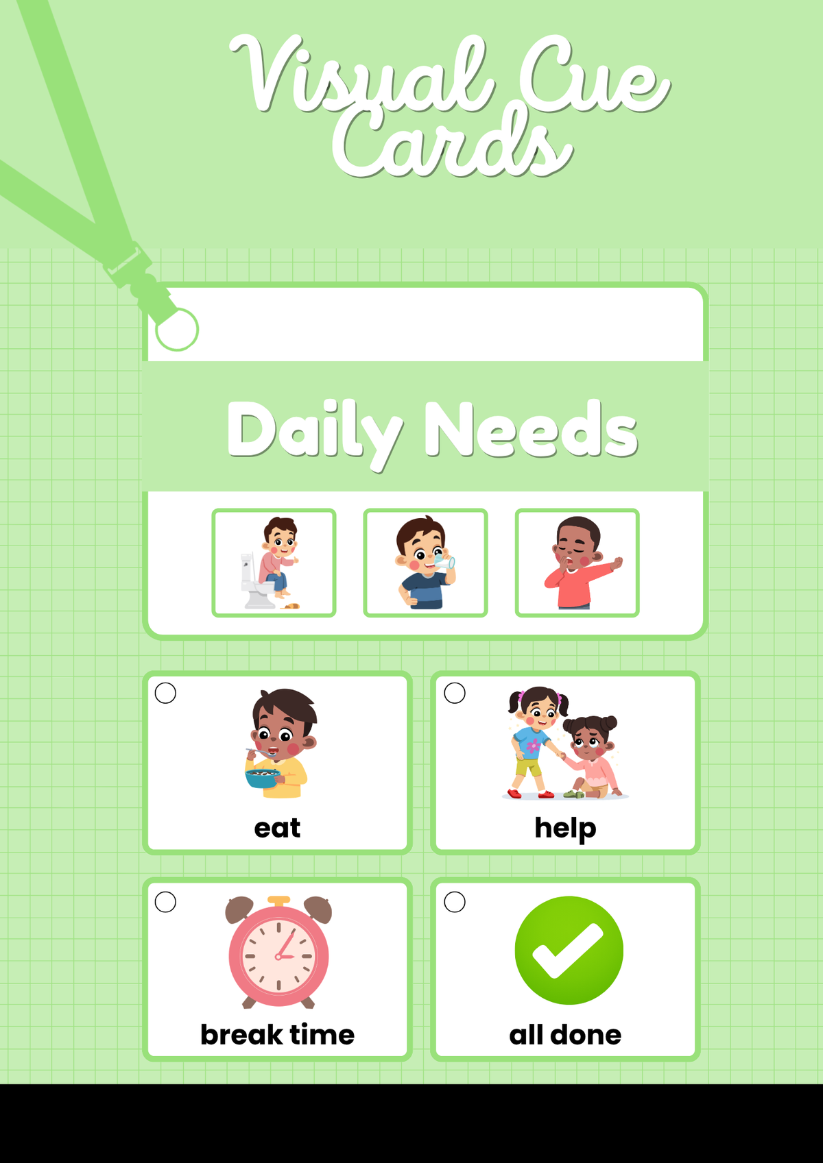 Lanyard Visual Cue Cards – 8 Essential Categories for Everyday Support