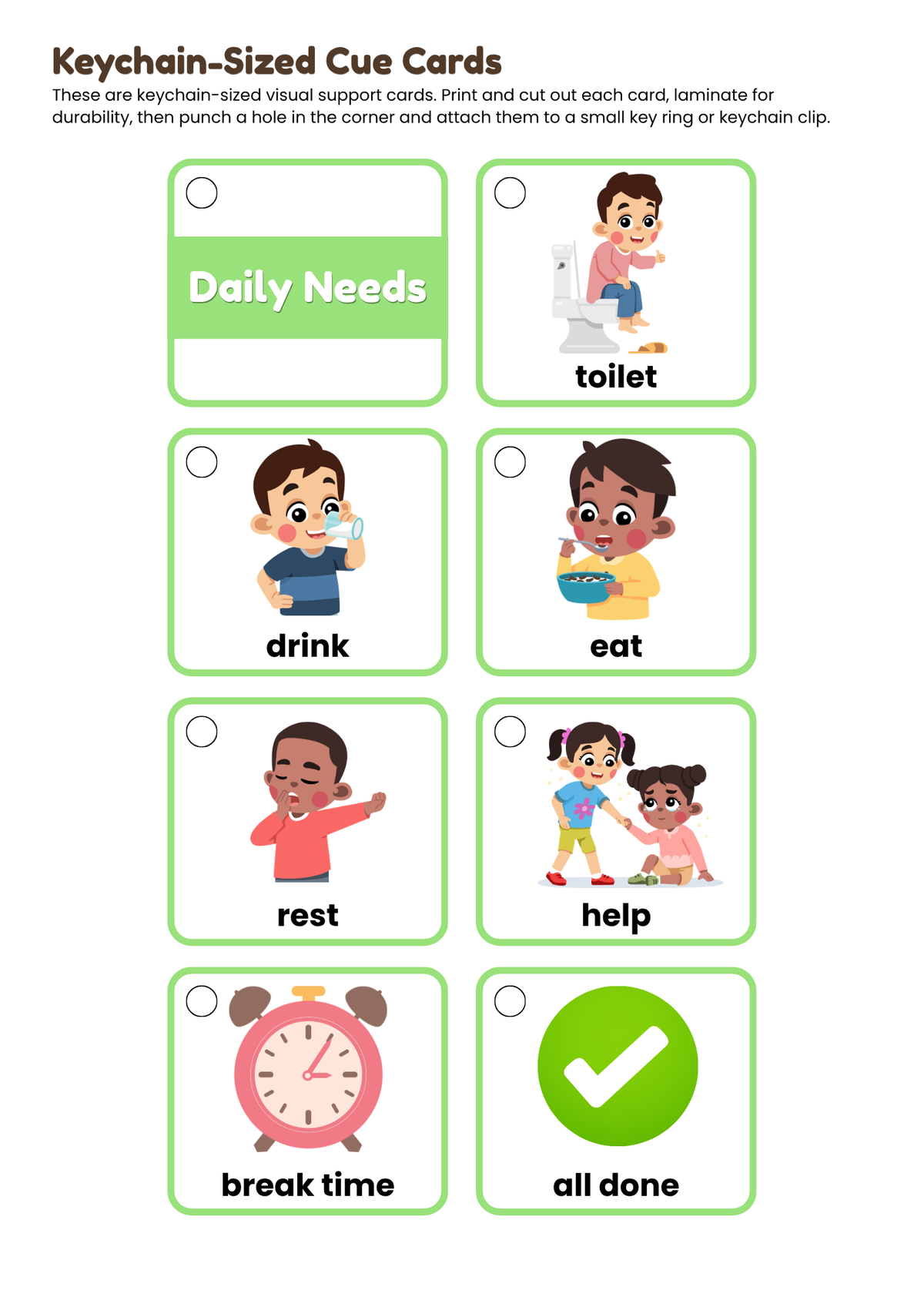 Lanyard Visual Cue Cards – 8 Essential Categories for Everyday Support